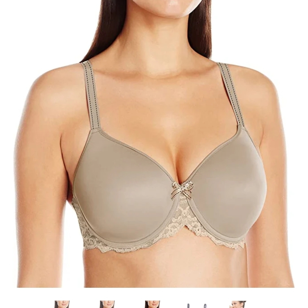Elegant Tan Lace Trim Bra